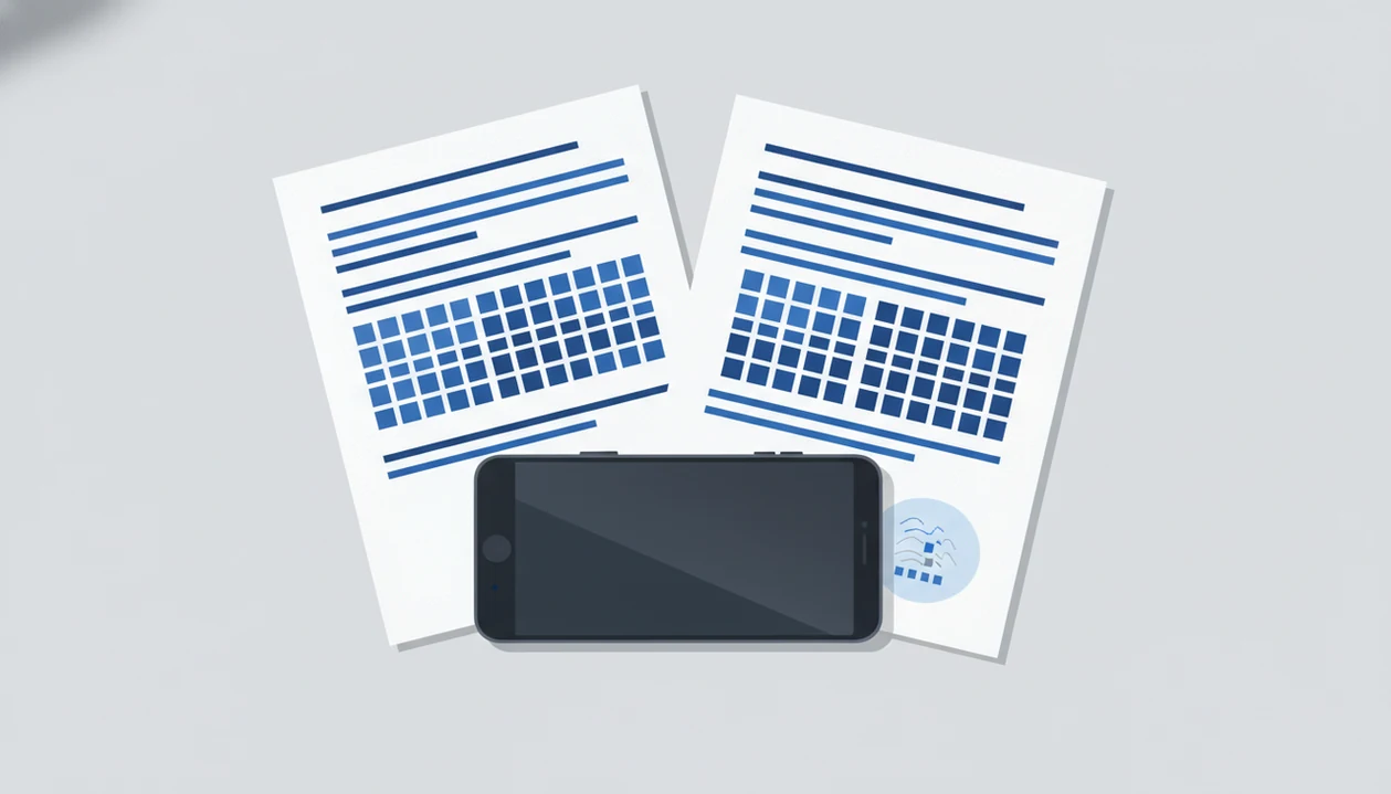 A phone and two abstract document pages show how fonts can stay aligned during Word to PDF conversion.